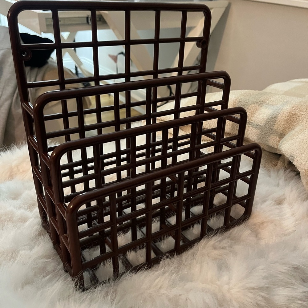 Vintage Yaffa Design Catch All Desk Plastic Storage Organizer Rack 1983 Brown